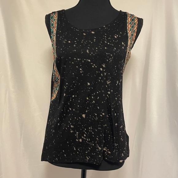 Tribal silver studs acids wash/ bleached Light see-through mesh back - Picture 1 of 4